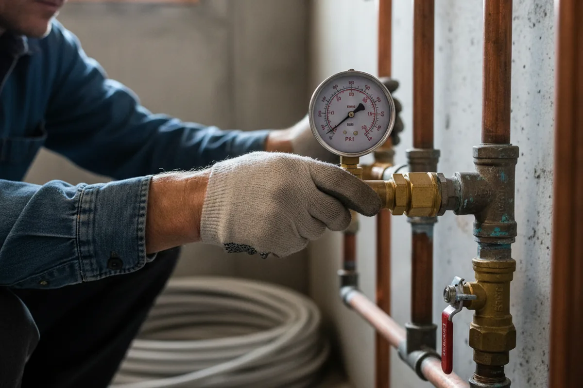 Pressure testing a repaired line during Water Line Repair in Strausstown